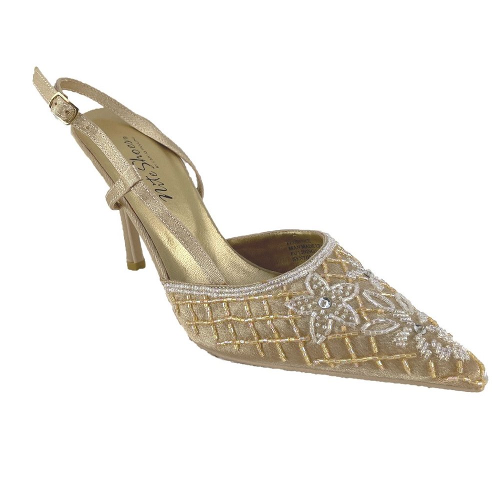 NITE SHOES by CARLO FELLINI - formal beaded point toe heels - SZ 7.5M